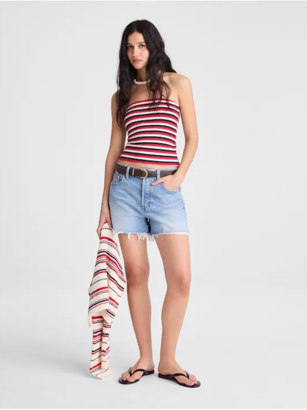 Madewell Red, White & Navy Striped Tube Top